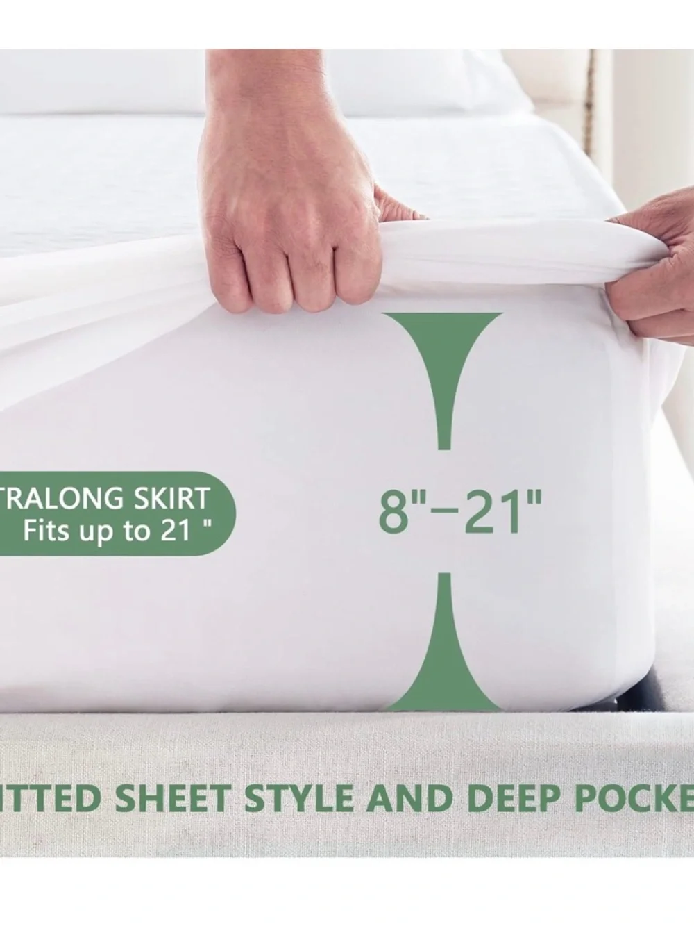 NIB Gopoony Premium Waterproof Mattress Protector,Twin,White,Deep Pocket,Cooling